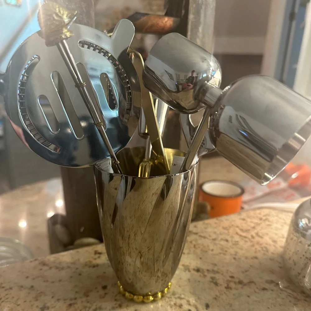 Anthropologie Louisville Scalloped Stainless Steel Julep Cup + Hedgehog Spoon